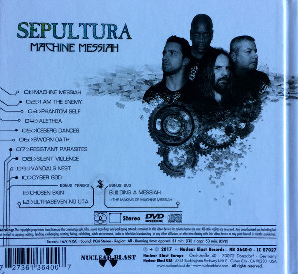 Sepultura : Machine Messiah (CD, Album + DVD-V, NTSC + Ltd, Dig)