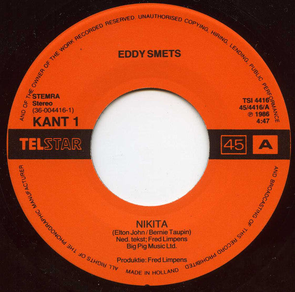 Eddy Smets : Nikita / Geef Je Hand (7")