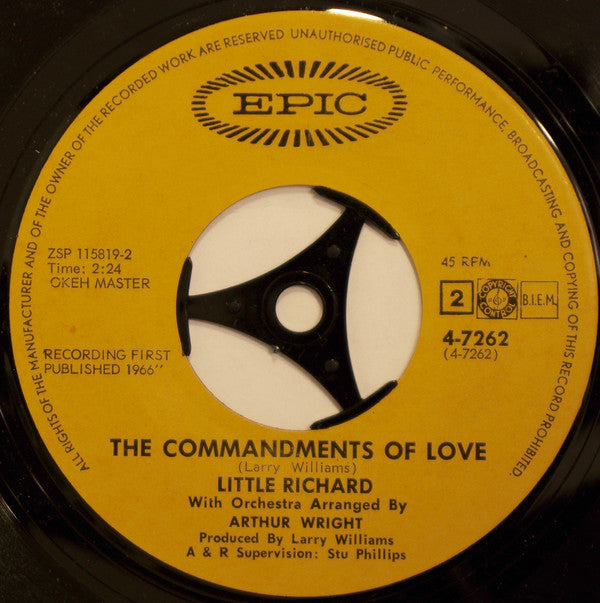 Little Richard : I Need Love / The Commandments Of Love  (7", EP)