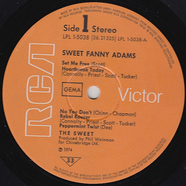 The Sweet : Sweet Fanny Adams (LP, Album, RP)