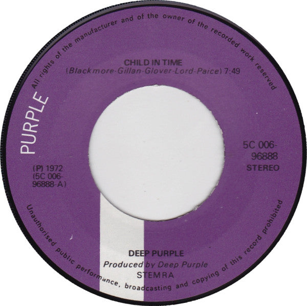 Deep Purple : Child In Time (7", Maxi)