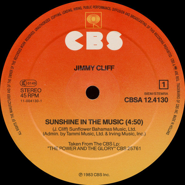 Jimmy Cliff : Sunshine In The Music (12")