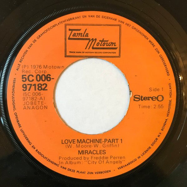 The Miracles : Love Machine (7", Single)