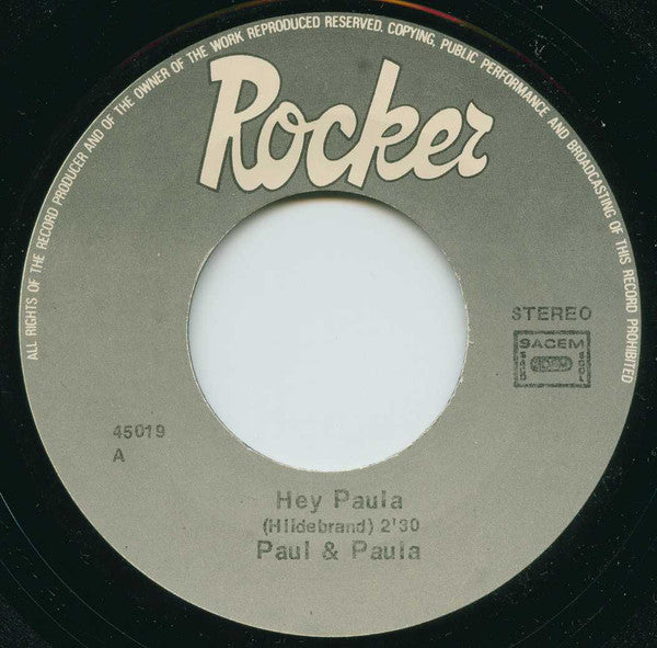 Paul & Paula : Hey Paula / Young Lovers (7", Single)