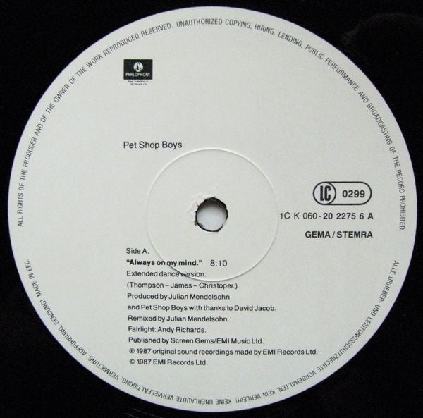 Pet Shop Boys - Always On My Mind (12-inch) - Discords.nl