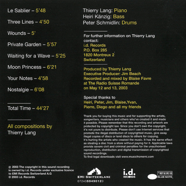 Thierry Lang Trio - Reflections (Volume 1) (CD) - Discords.nl