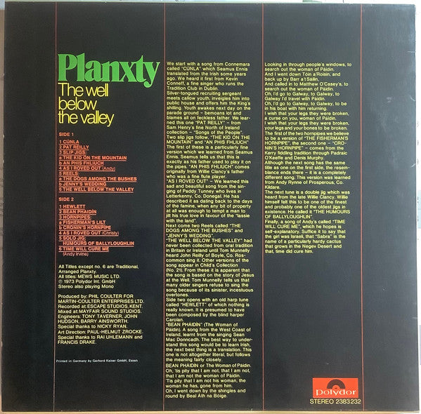 Planxty - The Well Below The Valley (LP Tweedehands) - Discords.nl
