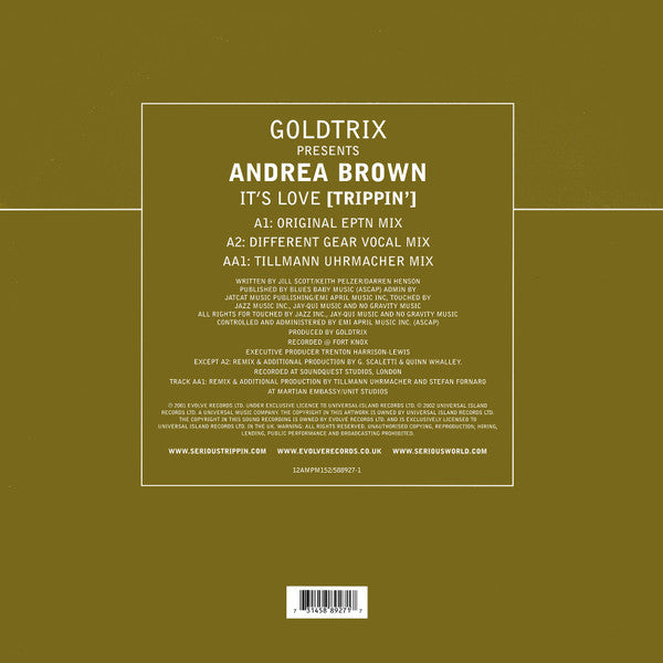 Goldtrix Presents Andrea Brown - It's Love (Trippin') (Original / Different Gear / Tillmann Uhrmacher Mixes) (12-inch) - Discords.nl