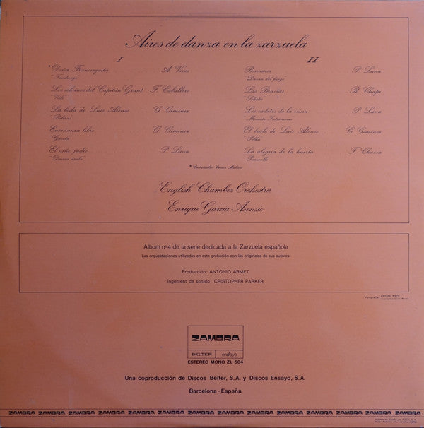 Enrique Garcia Asensio, English Chamber Orchestra - Aires De Danza En La Zarzuela  (LP Tweedehands) - Discords.nl