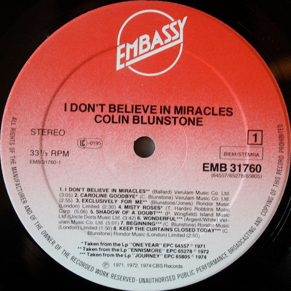 Colin Blunstone - I Don't Believe In Miracles (LP Tweedehands) - Discords.nl