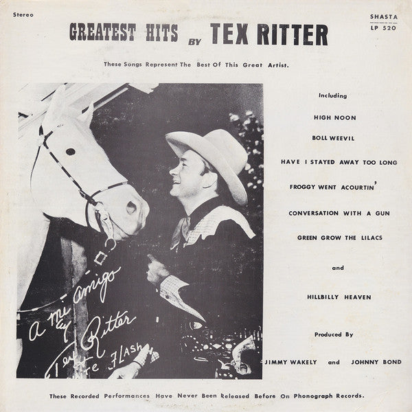 Tex Ritter - Greatest Hits By Tex Ritter (LP Tweedehands) - Discords.nl