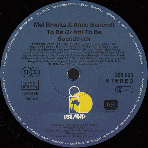 Mel Brooks & Anne Bancroft - To Be Or Not To Be (Original Dialogue & Music From The Motion Picture) (12" Tweedehands) - Discords.nl