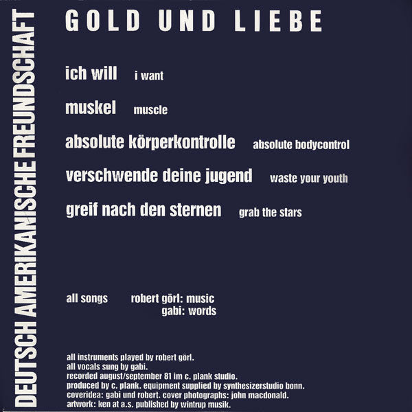 Deutsch Amerikanische Freundschaft - Gold Und Liebe (LP Tweedehands) - Discords.nl