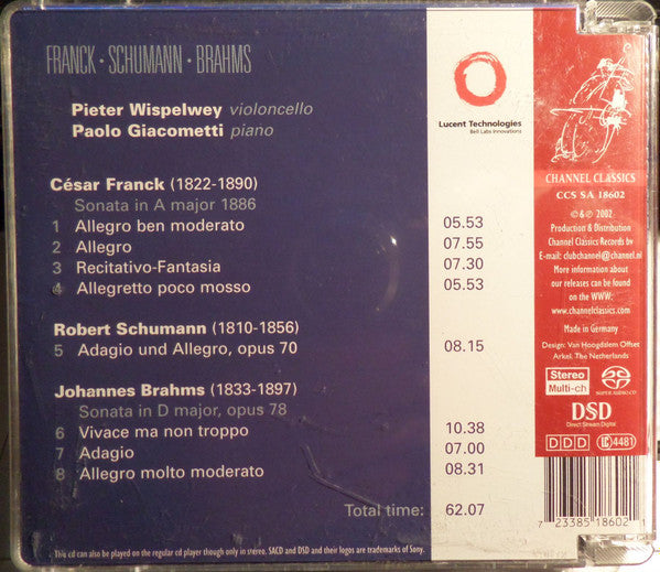 César Franck & Johannes Brahms - Paolo Giacometti, Pieter Wispelwey - Sonatas (CD Tweedehands) - Discords.nl