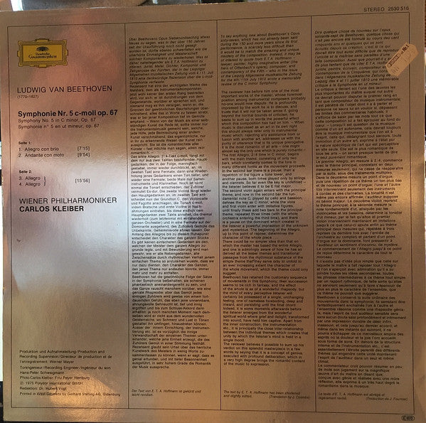 Ludwig van Beethoven - Wiener Philharmoniker, Carlos Kleiber - Symphonie Nr. 5 (LP Tweedehands) - Discords.nl
