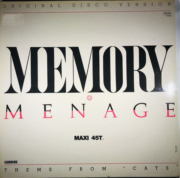 Menage (2) - Memory (12" Tweedehands) - Discords.nl
