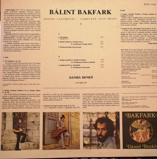 Valentin Bakfark / Dániel Benkő - Complete Lute Music 5 (LP Tweedehands) - Discords.nl