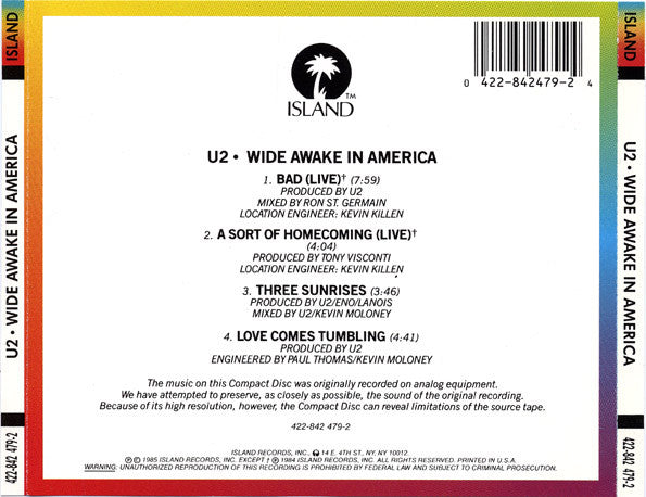 U2 - Wide Awake In America (CD Tweedehands) - Discords.nl