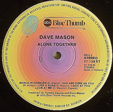 Dave Mason - Alone Together (LP Tweedehands) - Discords.nl
