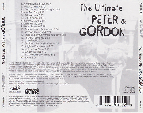 Peter & Gordon - The Ultimate Peter & Gordon (CD Tweedehands) - Discords.nl