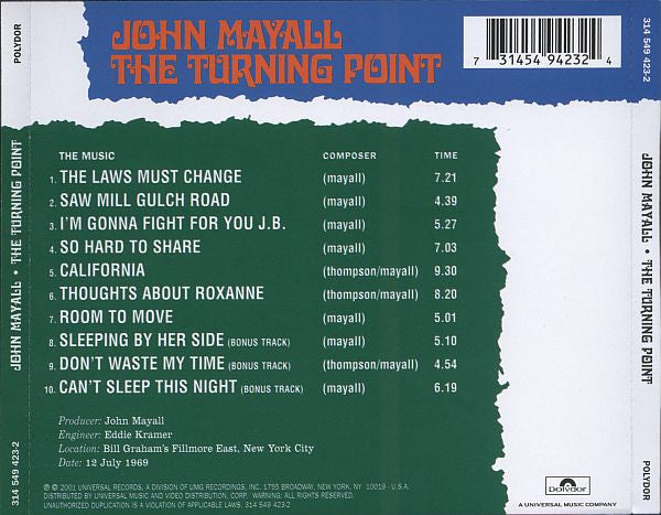 John Mayall - The Turning Point (CD) - Discords.nl