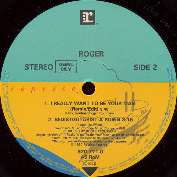 Roger Troutman - I Want To Be Your Man (12" Tweedehands) - Discords.nl