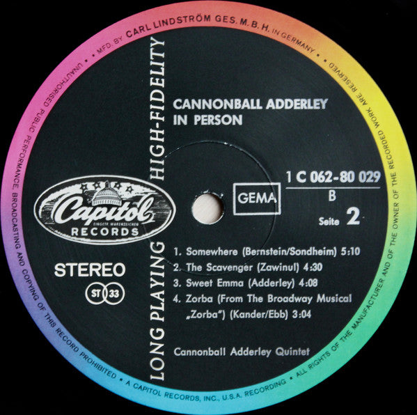 Cannonball Adderley Quintet, The With Special Guest Stars Nancy Wilson & Lou Rawls - In Person (LP Tweedehands) - Discords.nl