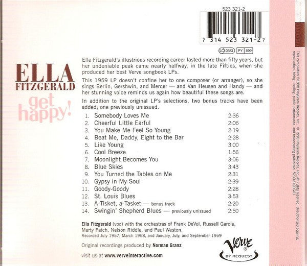 Ella Fitzgerald - Get Happy (CD) - Discords.nl