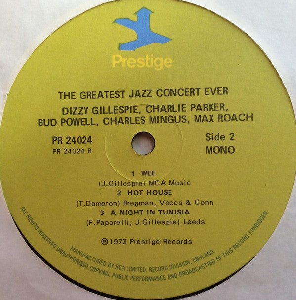 Charlie Parker, Dizzy Gillespie, Bud Powell, Charles Mingus, Max Roach - The Greatest Jazz Concert Ever (LP Tweedehands) - Discords.nl