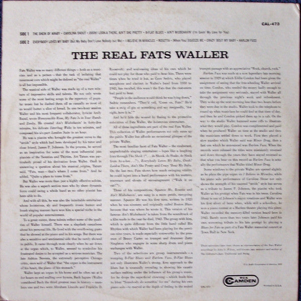 Fats Waller - The Real Fats Waller (LP Tweedehands) - Discords.nl