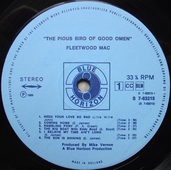 Fleetwood Mac - The Pious Bird Of Good Omen (LP Tweedehands) - Discords.nl