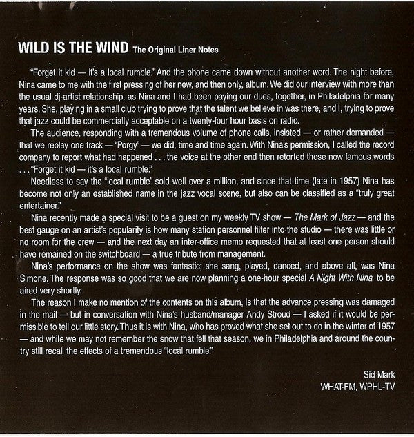 Nina Simone - Wild Is The Wind (CD) - Discords.nl