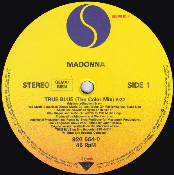 Madonna - True Blue (12" Tweedehands) - Discords.nl