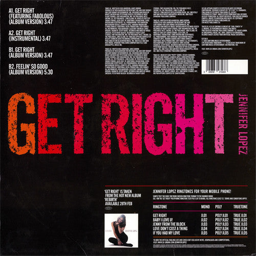 Jennifer Lopez - Get Right (12" Tweedehands) - Discords.nl