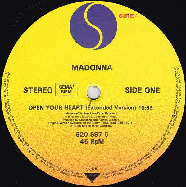 Madonna - Open Your Heart (12" Tweedehands) - Discords.nl