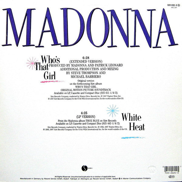 Madonna - Who's That Girl (Extended Version) (12" Tweedehands) - Discords.nl