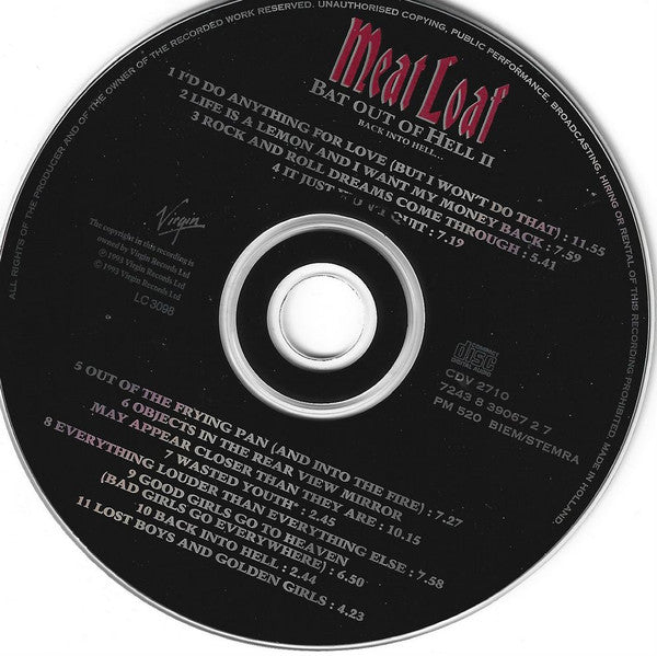 Meat Loaf - Bat Out Of Hell II: Back Into Hell (CD) - Discords.nl