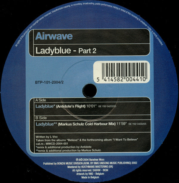 Airwave - Ladyblue - Part 2 (12" Tweedehands) - Discords.nl
