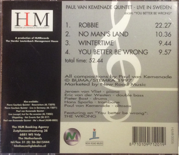 Paul van Kemenade Quintet - Live In Sweden (CD Tweedehands) - Discords.nl