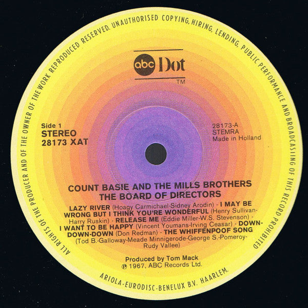 Count Basie And Mills Brothers, The - The Board Of Directors (LP Tweedehands) - Discords.nl