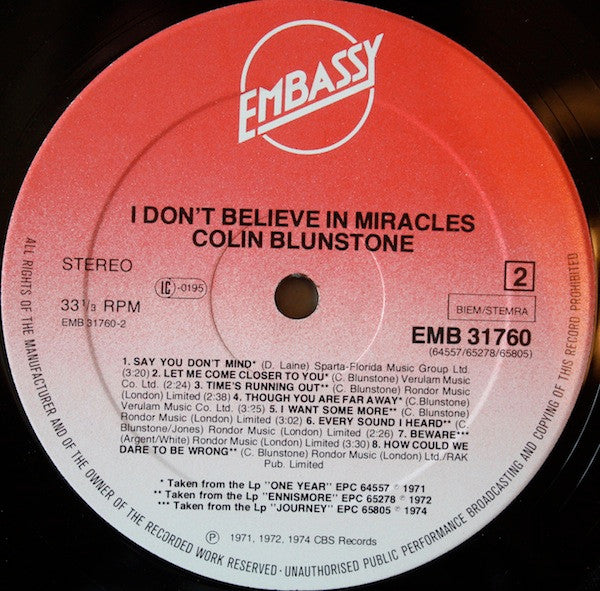 Colin Blunstone - I Don't Believe In Miracles (LP Tweedehands) - Discords.nl