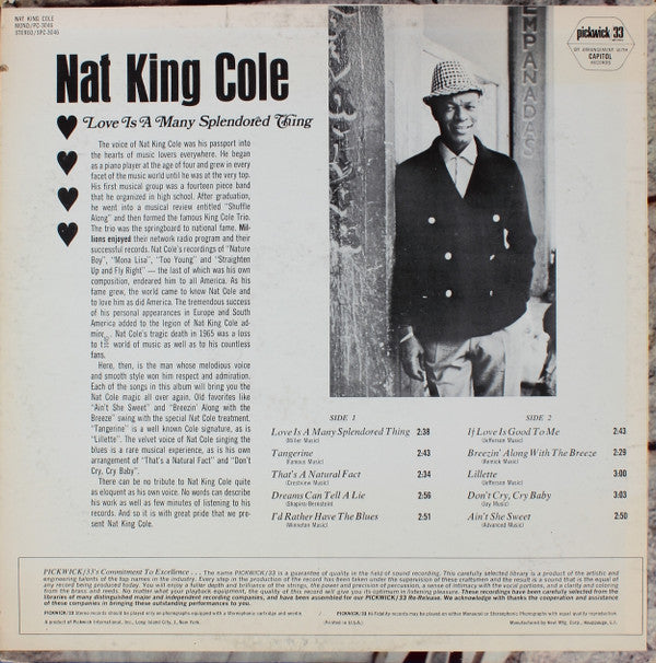 Nat King Cole - Love Is A Many Splendored Thing (LP Tweedehands) - Discords.nl