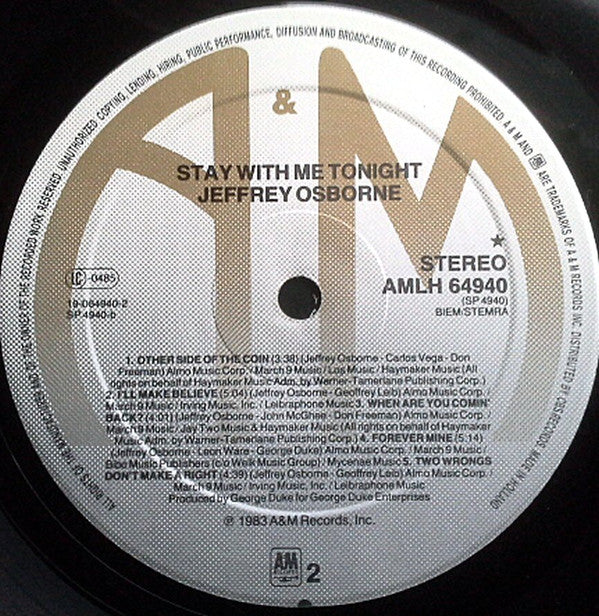 Jeffrey Osborne - Stay With Me Tonight (LP Tweedehands) - Discords.nl