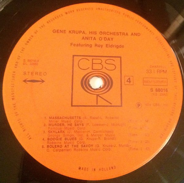 Gene Krupa And His Orchestra And Anita O'Day Featuring Roy Eldridge - Gene Krupa, His Orchestra And Anita O'Day Featuring Roy Eldridge (LP Tweedehands) - Discords.nl