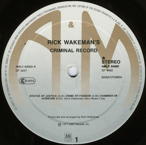 Rick Wakeman - Rick Wakeman's Criminal Record (LP Tweedehands) - Discords.nl