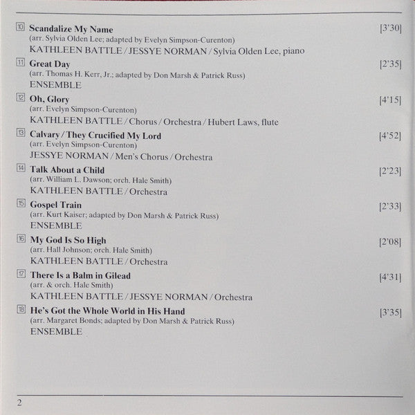 Kathleen Battle, Jessye Norman - Spirituals In Concert Chorus  And Spirituals In Concert Orchestra Conducted By James Levine (2) - Spirituals In Concert (CD Tweedehands) - Discords.nl