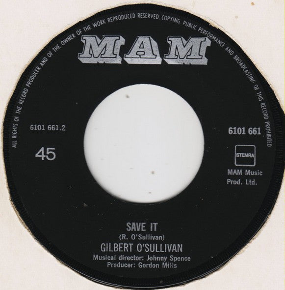 Gilbert O'Sullivan - Alone Again (Naturally) (7-inch Single Tweedehands) - Discords.nl