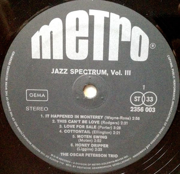 Oscar Peterson - Jazz Spectrum Vol. 3 (LP Tweedehands) - Discords.nl