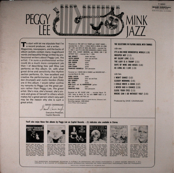 Peggy Lee - Mink Jazz (LP Tweedehands) - Discords.nl