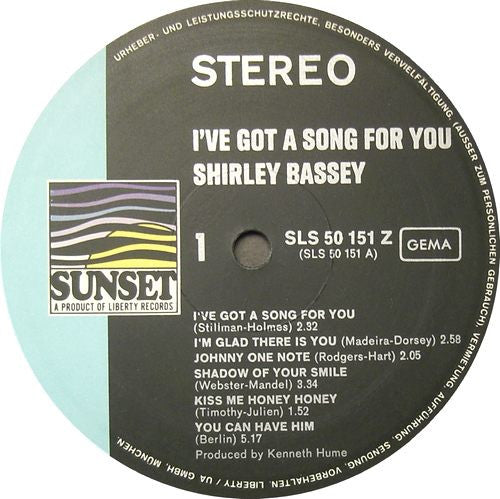 Shirley Bassey - I've Got A Song For You (LP Tweedehands) - Discords.nl